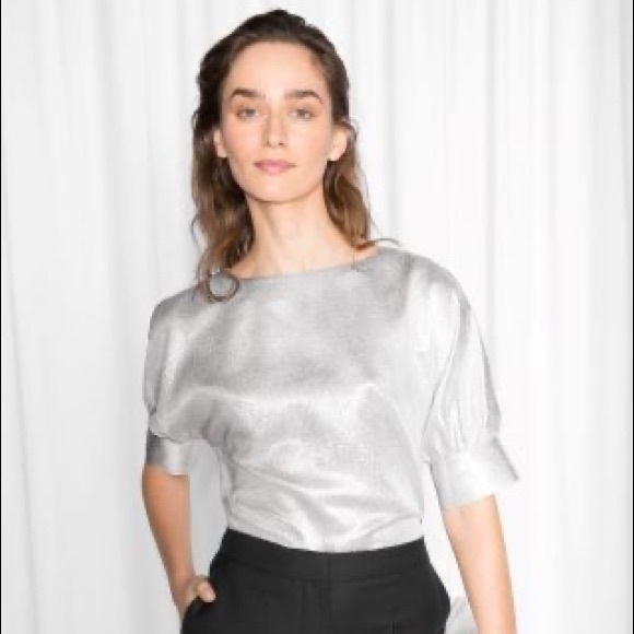 & Other Stories Tops - & Other Stories | Silver Short Sleeve Top | 12